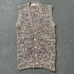 Tony Lambert USA Hand Knit Wool Button Sweater Vest Chunky Medium